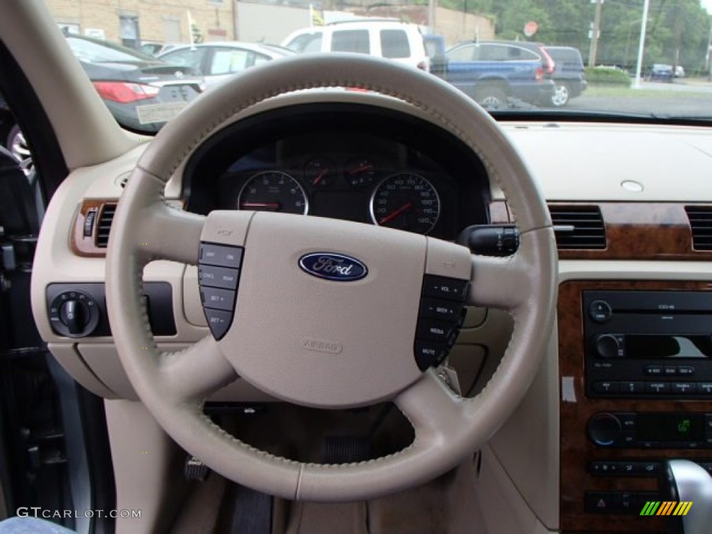 2005 Ford Five Hundred SEL AWD Pebble Beige Steering Wheel Photo #81533791