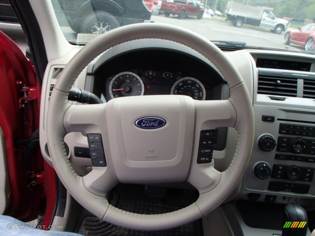 2010 Ford Escape XLT V6 4WD Stone Steering Wheel Photo #81534930