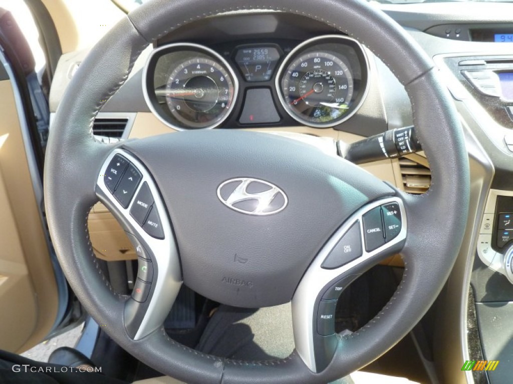 2012 Hyundai Elantra Limited Beige Steering Wheel Photo #81536657