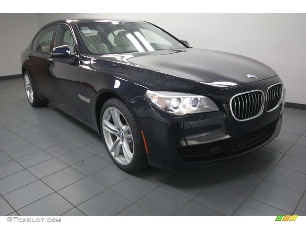 2013 7 Series 740Li Sedan - Carbon Black Metallic / Ivory White/Black photo #1