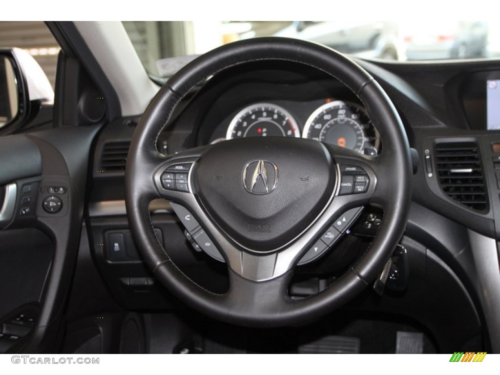 2012 Acura TSX Technology Sedan Ebony Steering Wheel Photo #81545681