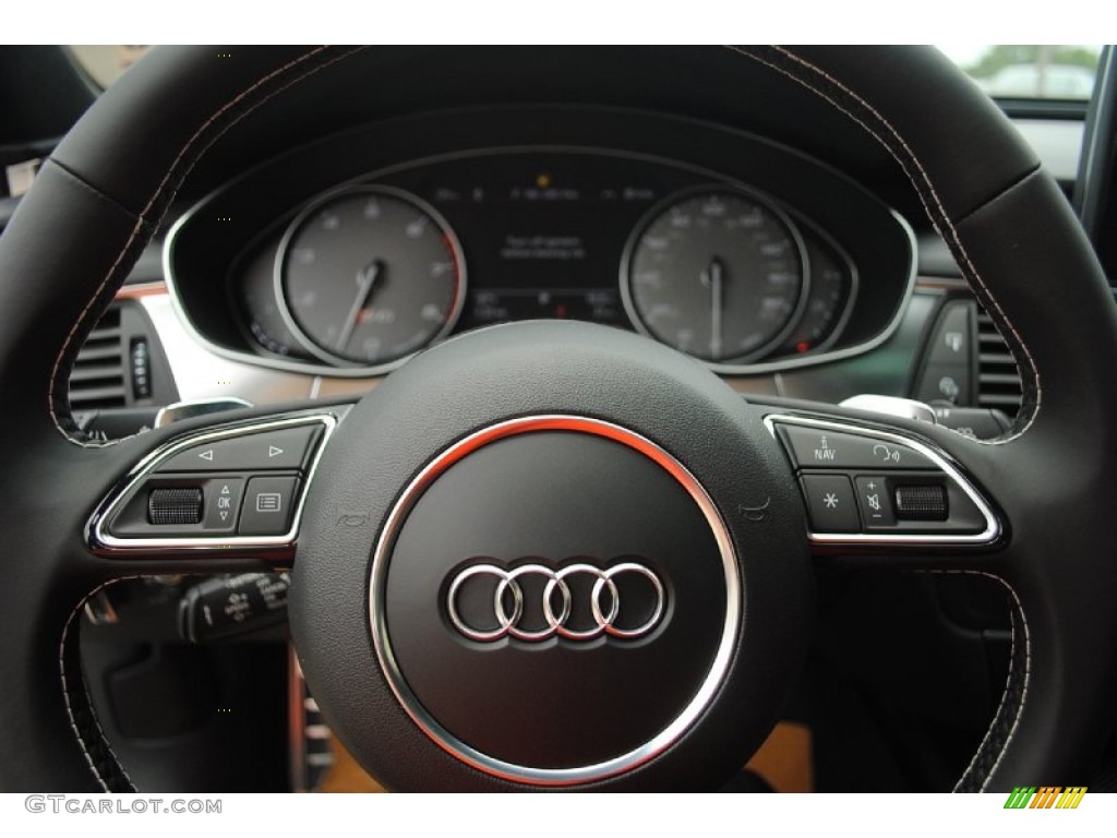 2013 Audi S6 4.0 TFSI quattro Sedan Black Steering Wheel Photo #81547749