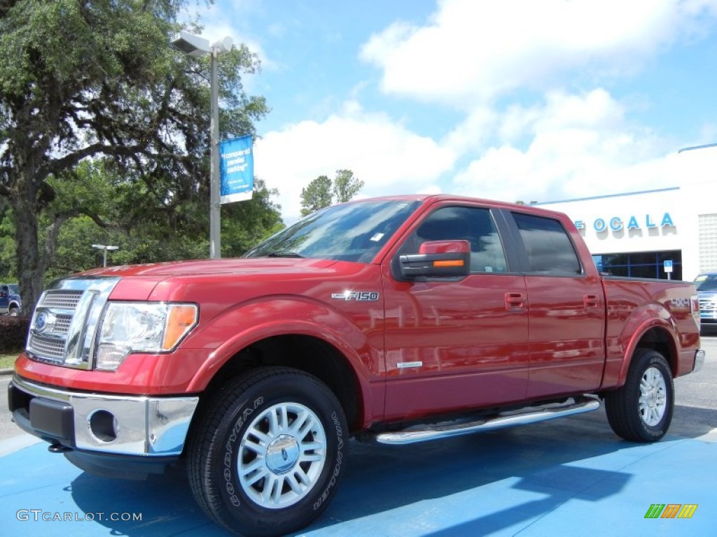 2011 F150 Lariat SuperCrew 4x4 - Red Candy Metallic / Black photo #1