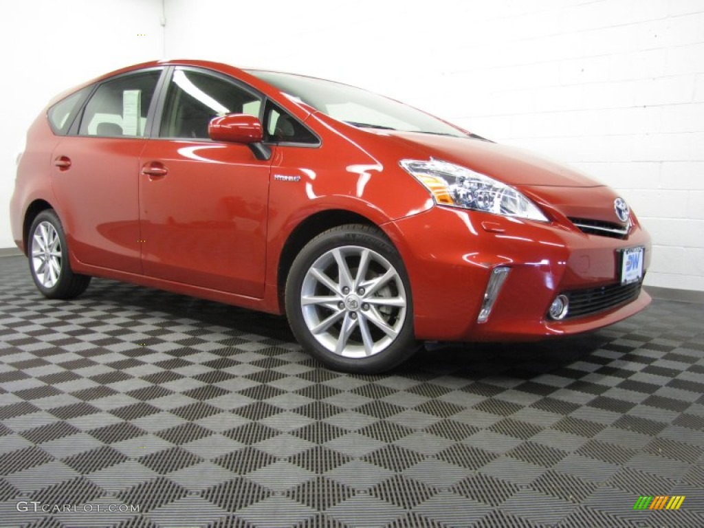 2012 Prius v Five Hybrid - Barcelona Red Metallic / Misty Gray photo #1