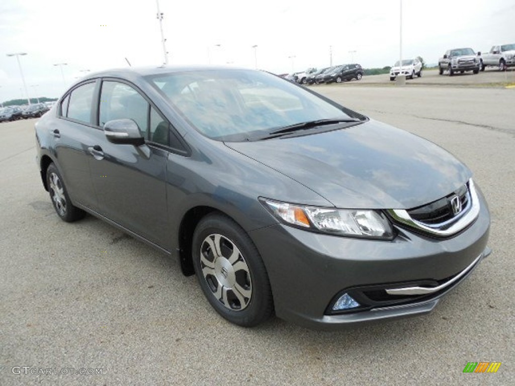 2013 Civic Hybrid Sedan - Polished Metal Metallic / Gray photo #5