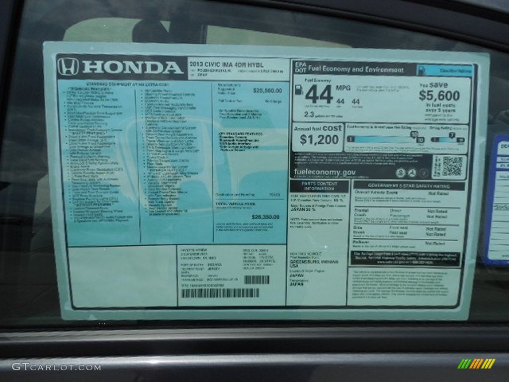 2013 Honda Civic Hybrid Sedan Window Sticker Photo #81552084