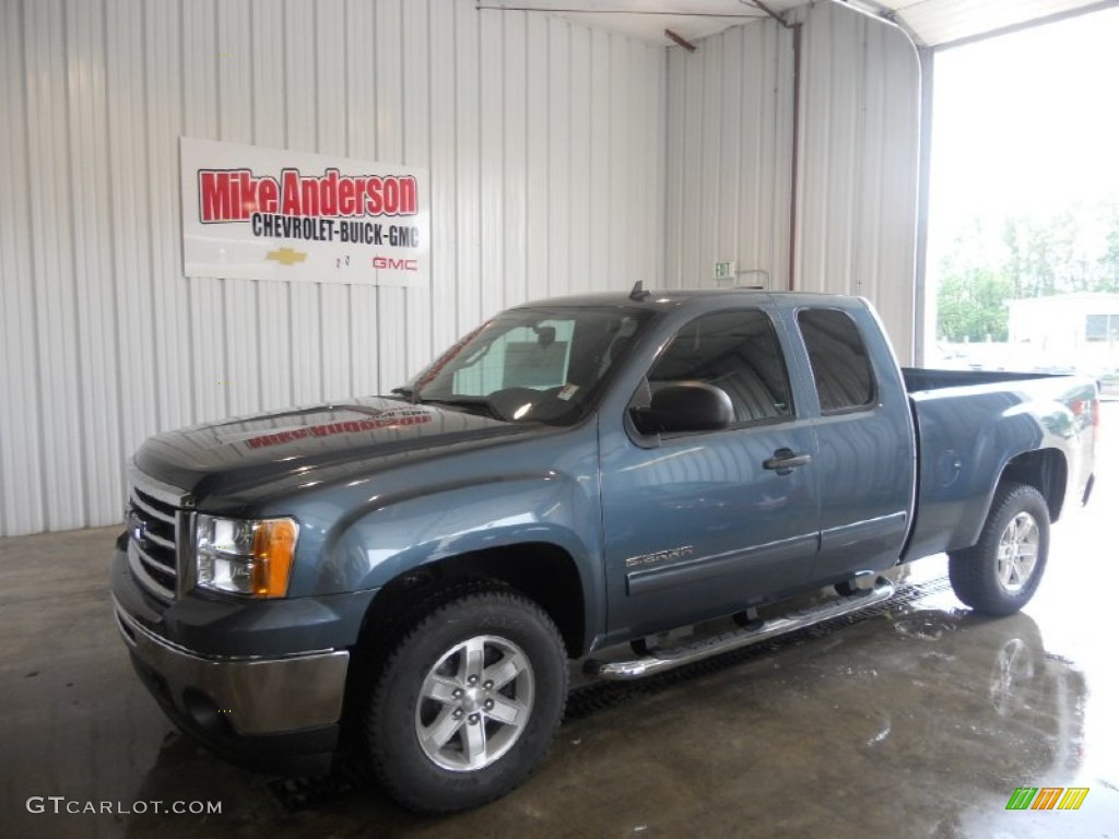 2013 Sierra 1500 SLE Extended Cab 4x4 - Stealth Gray Metallic / Ebony photo #1