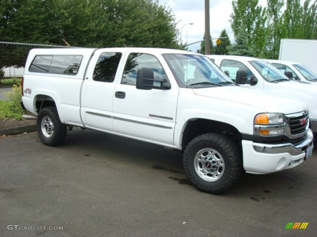 2007 Sierra 2500HD Classic SLT Extended Cab 4x4 - Summit White / Medium Gray photo #2