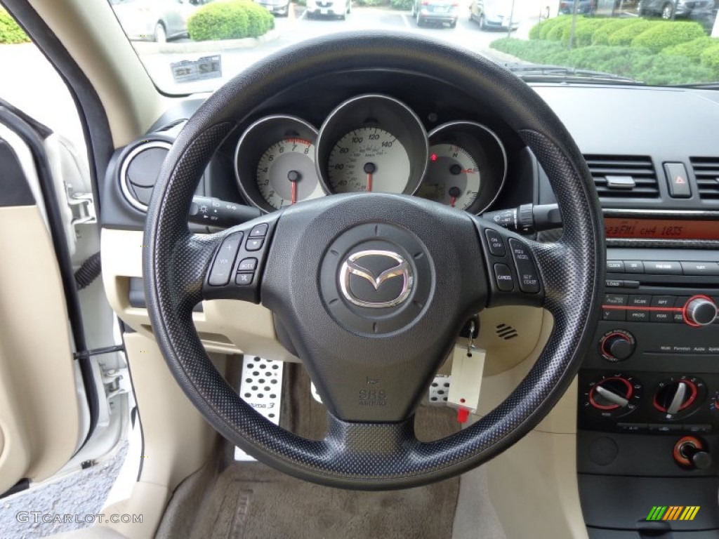 2008 Mazda MAZDA3 i Touring Sedan Beige Steering Wheel Photo #81552787