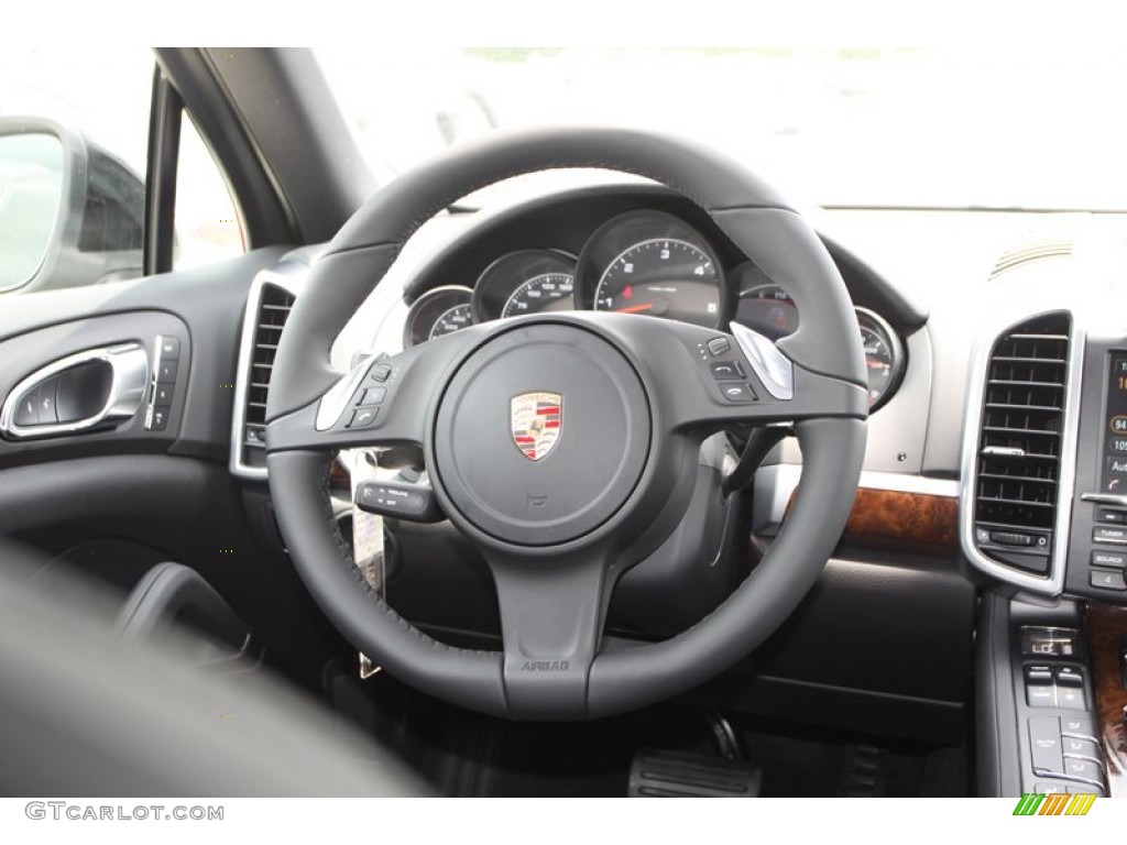 2013 Porsche Cayenne Diesel Black Steering Wheel Photo #81553977