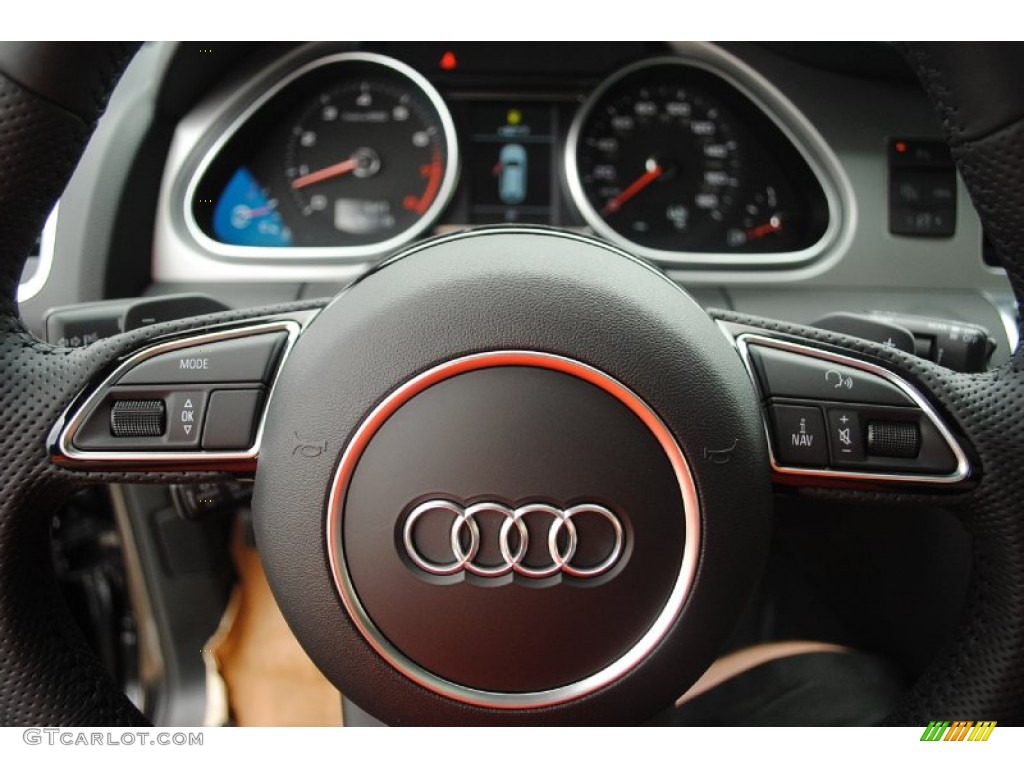 2013 Audi Q7 3.0 S Line quattro Black Steering Wheel Photo #81554784