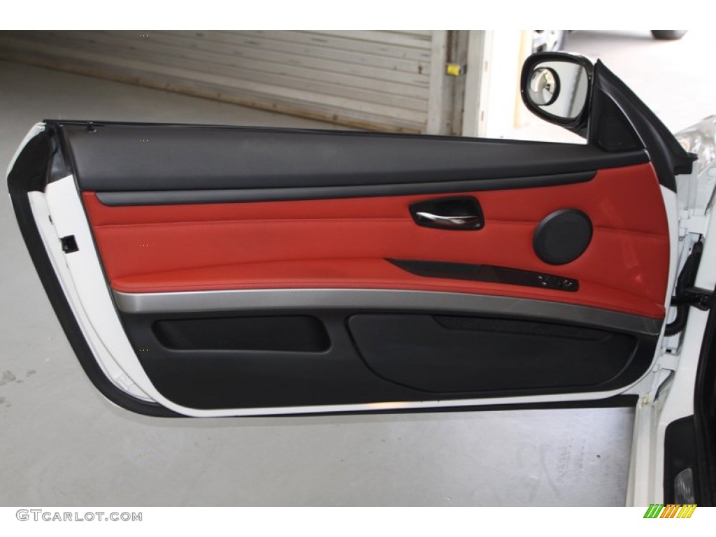 2013 BMW 3 Series 328i Coupe Coral Red/Black Door Panel Photo #81555009