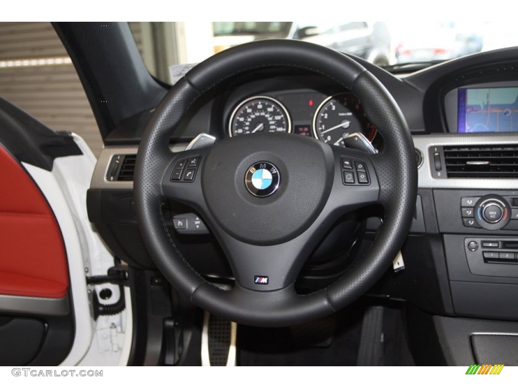 2013 BMW 3 Series 328i Coupe Coral Red/Black Steering Wheel Photo #81555134