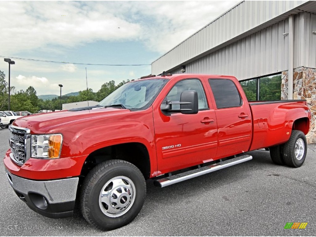 2013 Sierra 3500HD SLT Crew Cab 4x4 Dually - Fire Red / Light Titanium photo #1