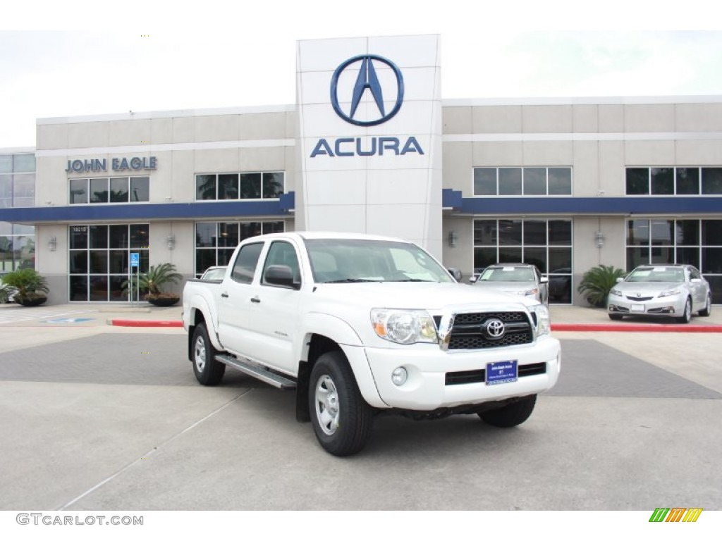 2011 Tacoma V6 SR5 PreRunner Double Cab - Super White / Graphite Gray photo #1