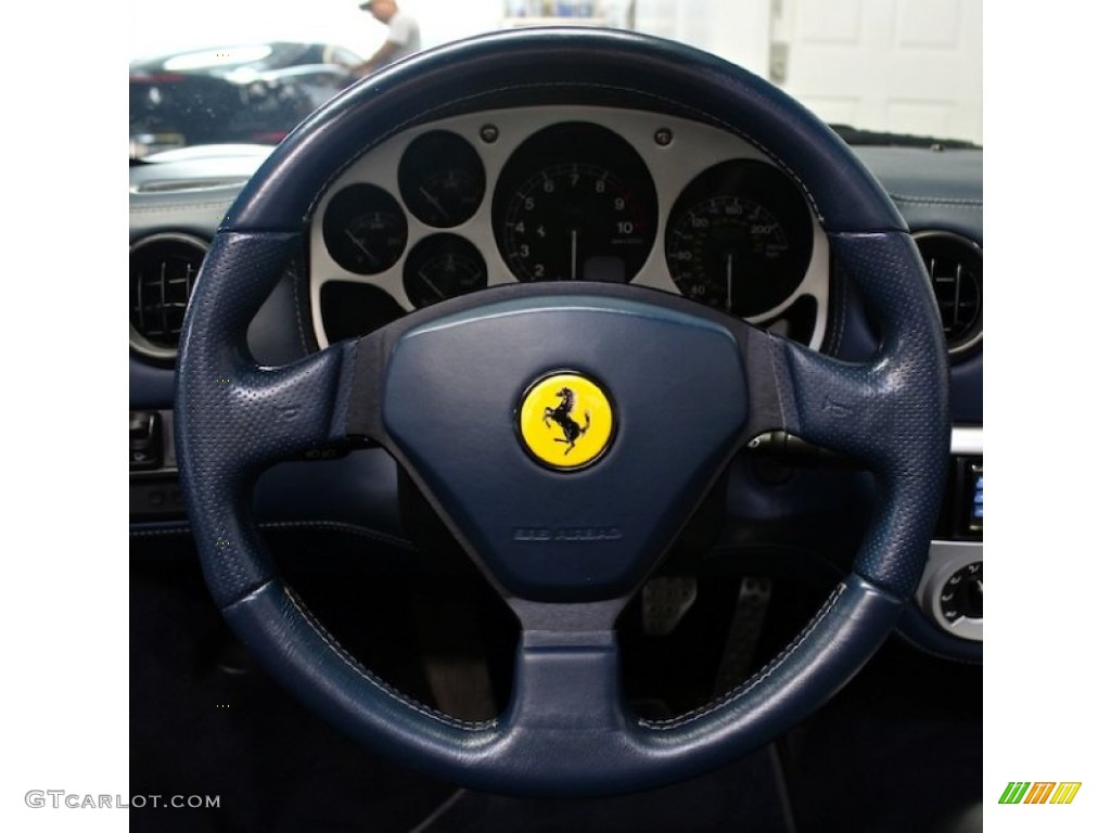 2003 Ferrari 360 Spider Blu Scuro (Dark Blue) Steering Wheel Photo #81560193