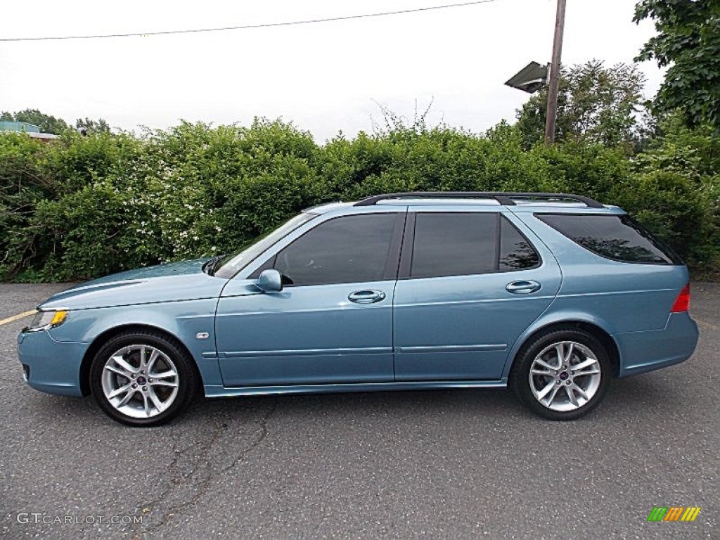 Ice Blue Metallic 2008 Saab 9-5 Aero SportCombi Exterior Photo #81562731