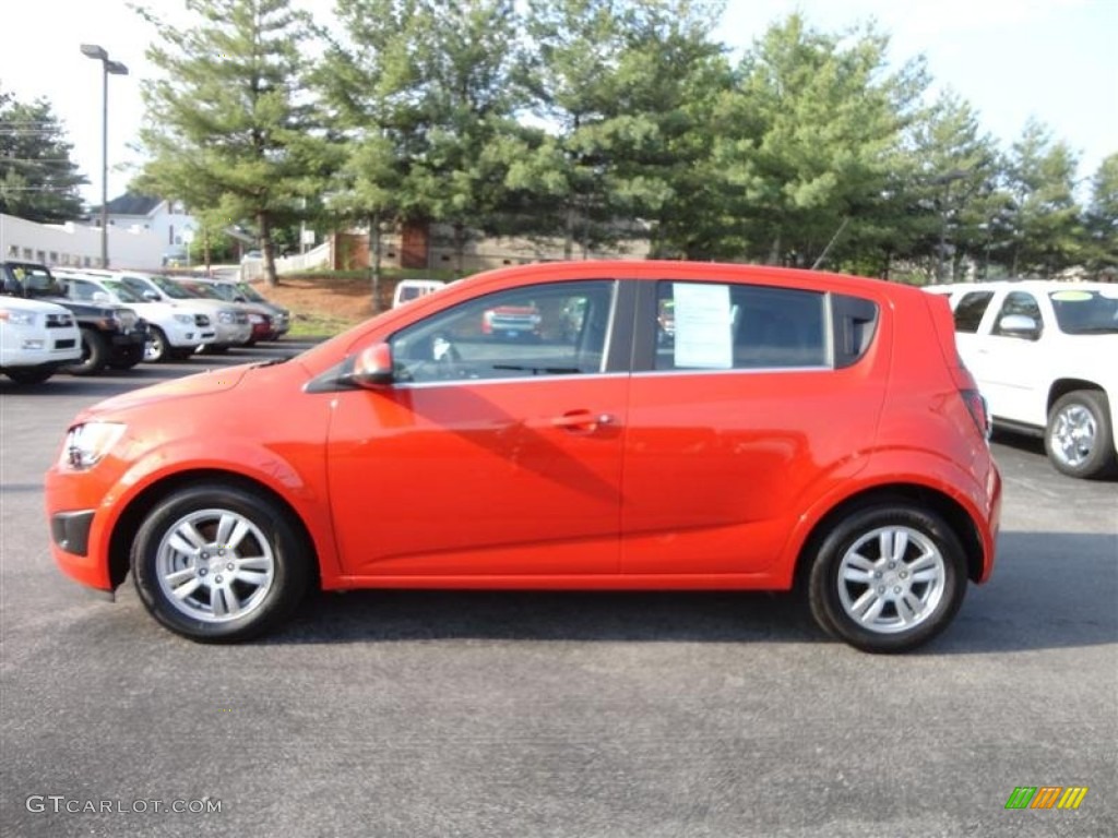 Inferno Orange Metallic 2012 Chevrolet Sonic LT Hatch Exterior Photo #81563535