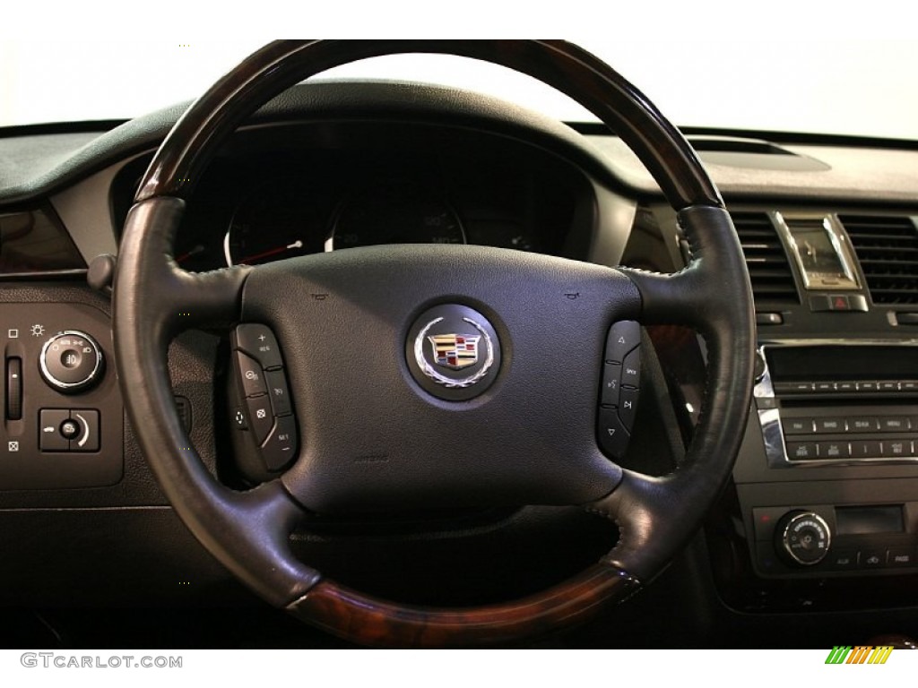 2008 Cadillac DTS Luxury Ebony Steering Wheel Photo #81565896