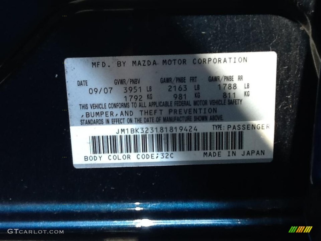 2008 Mazda MAZDA3 s Sport Sedan Color Code Photos