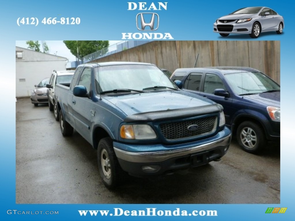 2001 F150 XLT SuperCab 4x4 - Island Blue Metallic / Medium Graphite photo #1