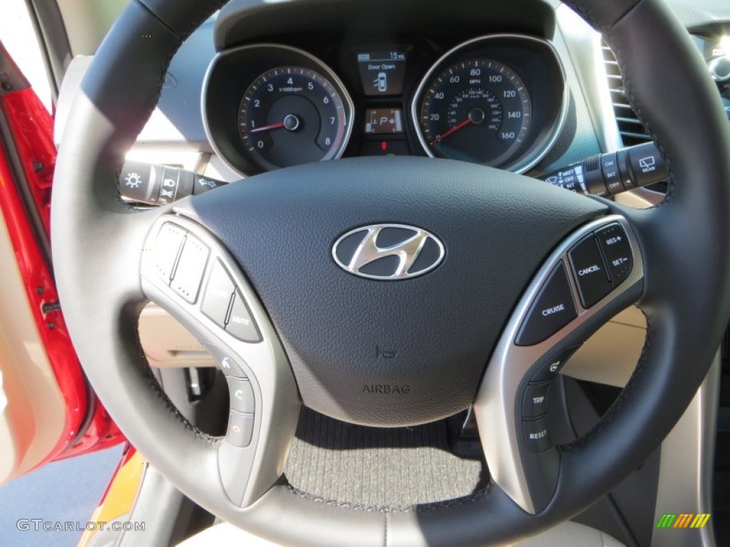 2013 Hyundai Elantra GT Beige Steering Wheel Photo #81581580