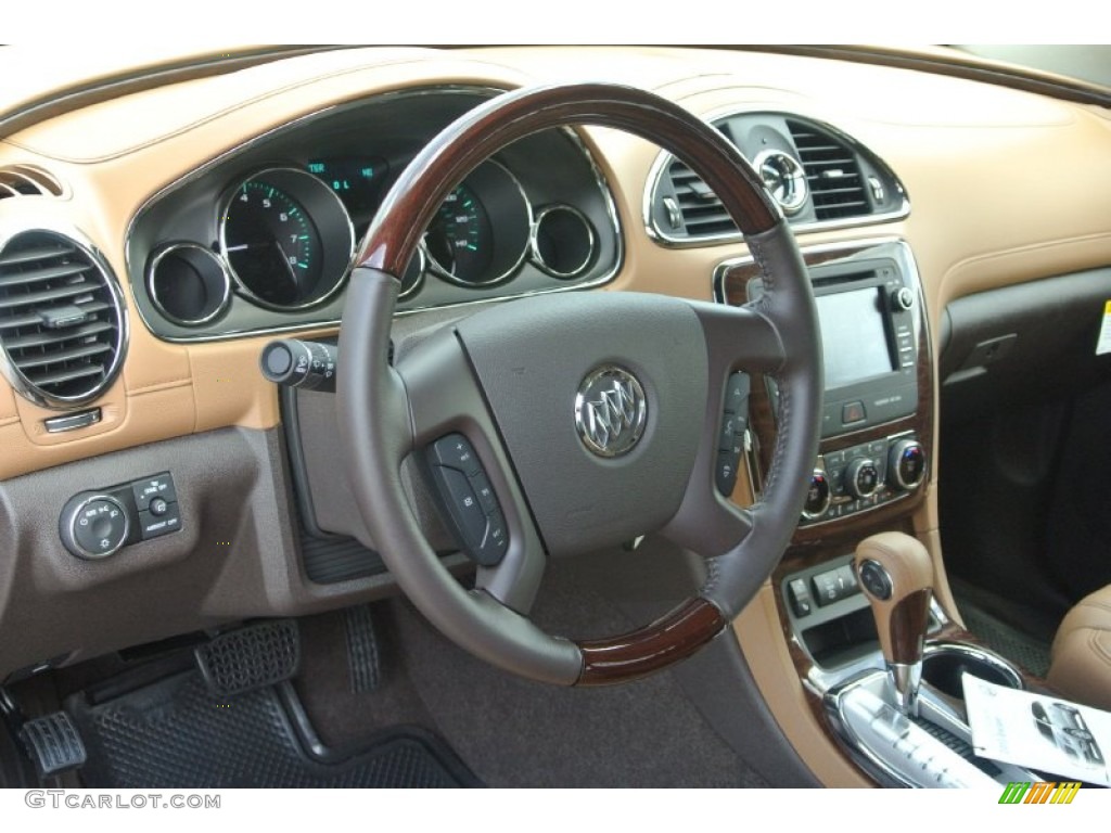2013 Buick Enclave Premium AWD Choccachino Leather Dashboard Photo #81588444