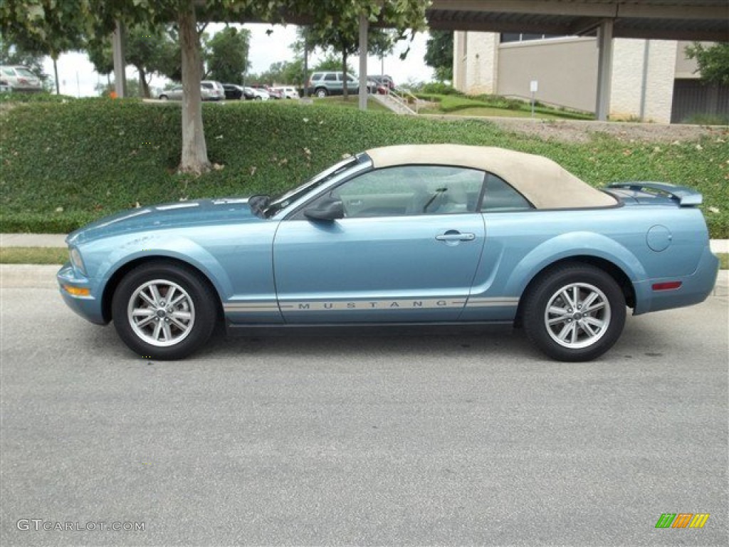 Windveil Blue Metallic 2005 Ford Mustang V6 Deluxe Convertible Exterior Photo #81598982