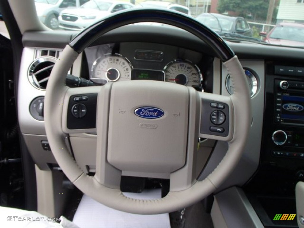 2013 Ford Expedition EL Limited 4x4 Stone Steering Wheel Photo #81600544
