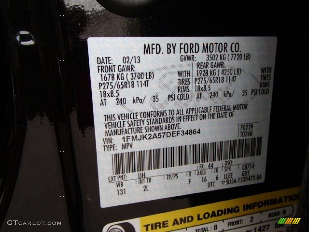 2013 Expedition Color Code UH for Tuxedo Black Photo #81600600