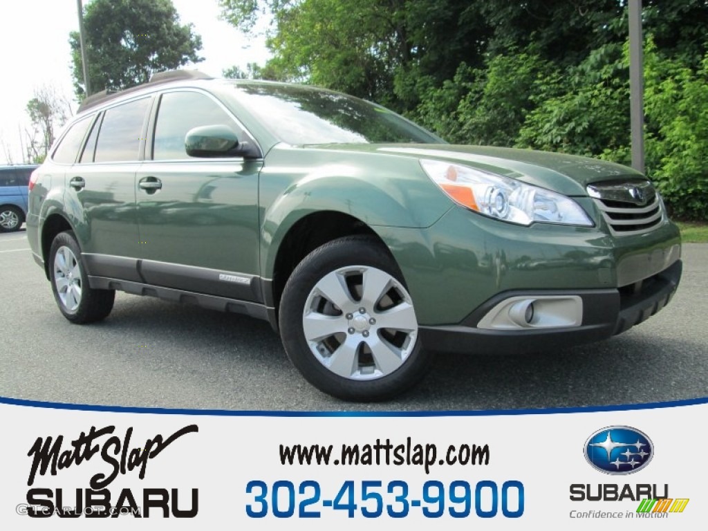 2011 Outback 2.5i Premium Wagon - Cypress Green Pearl / Warm Ivory photo #1