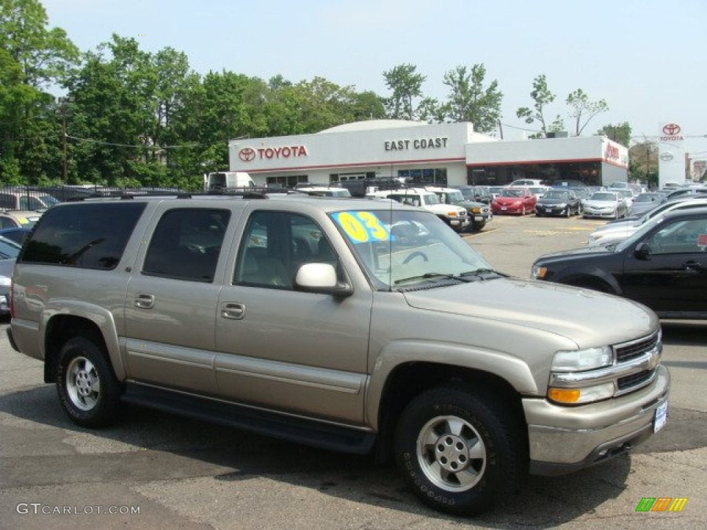 2003 Suburban 1500 LT 4x4 - Light Pewter Metallic / Tan/Neutral photo #1