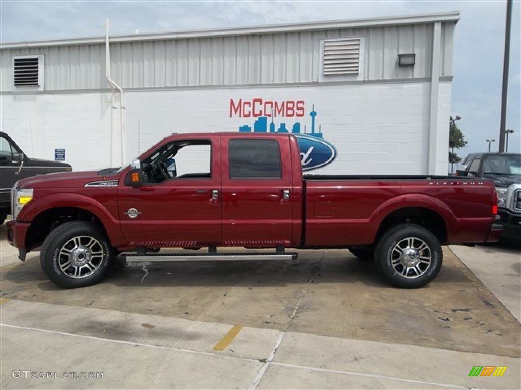 2013 F350 Super Duty Platinum Crew Cab 4x4 - Ruby Red Metallic / Platinum Black Leather photo #3