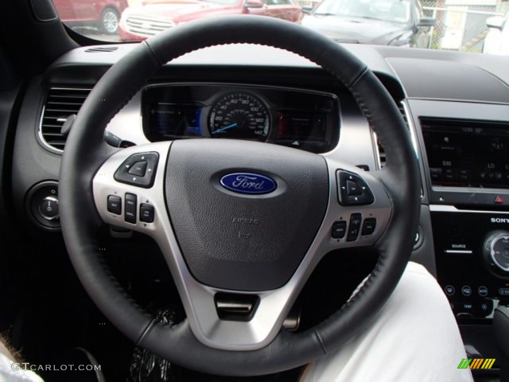 2013 Ford Taurus SHO AWD SHO Charcoal Black Leather Steering Wheel Photo #81611244
