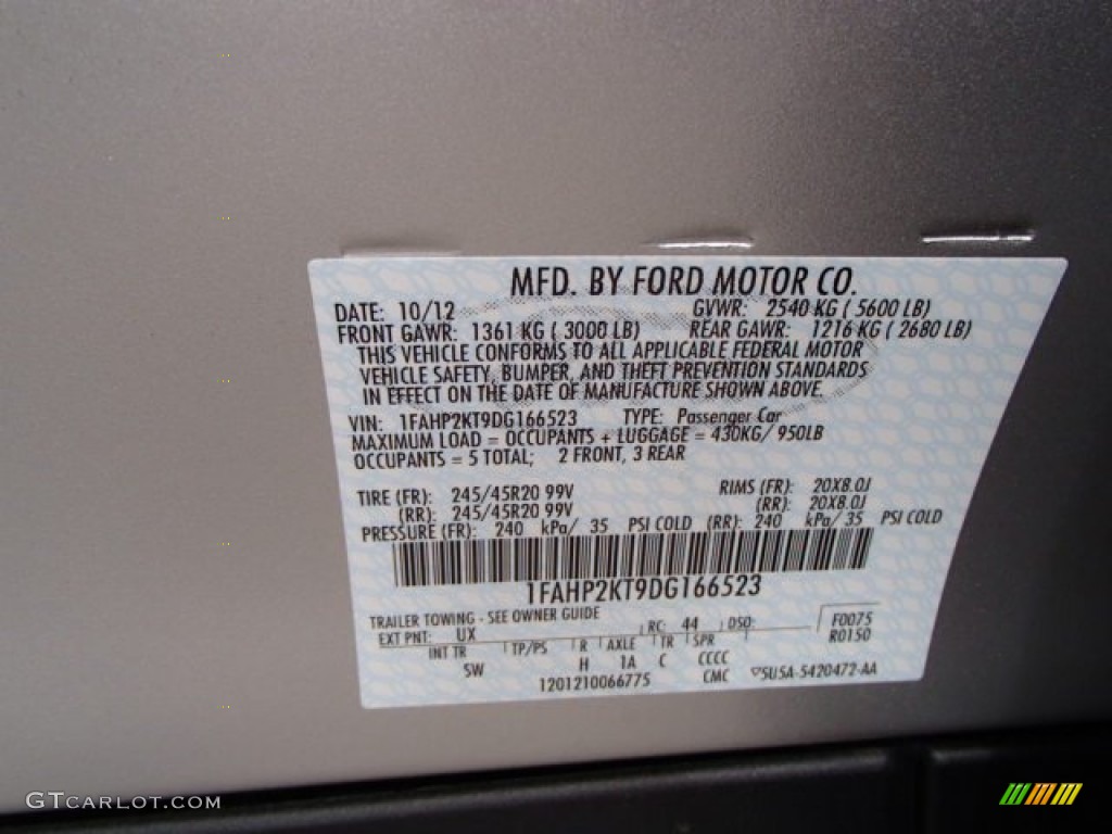 2013 Taurus Color Code UX for Ingot Silver Metallic Photo #81611379