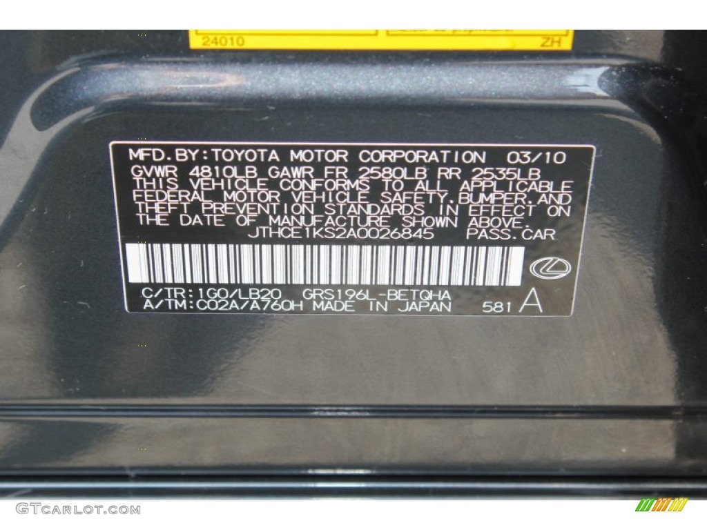 2010 GS Color Code 1G0 for Smokey Granite Mica Photo #81618921