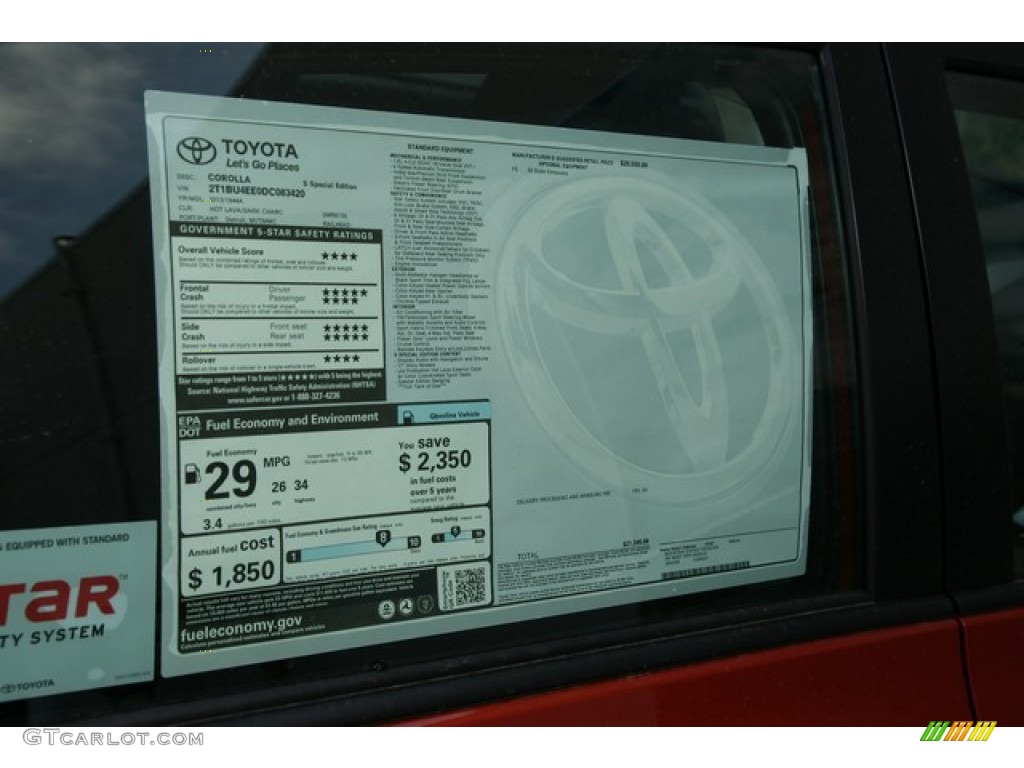 2013 Toyota Corolla S Special Edition Window Sticker Photos