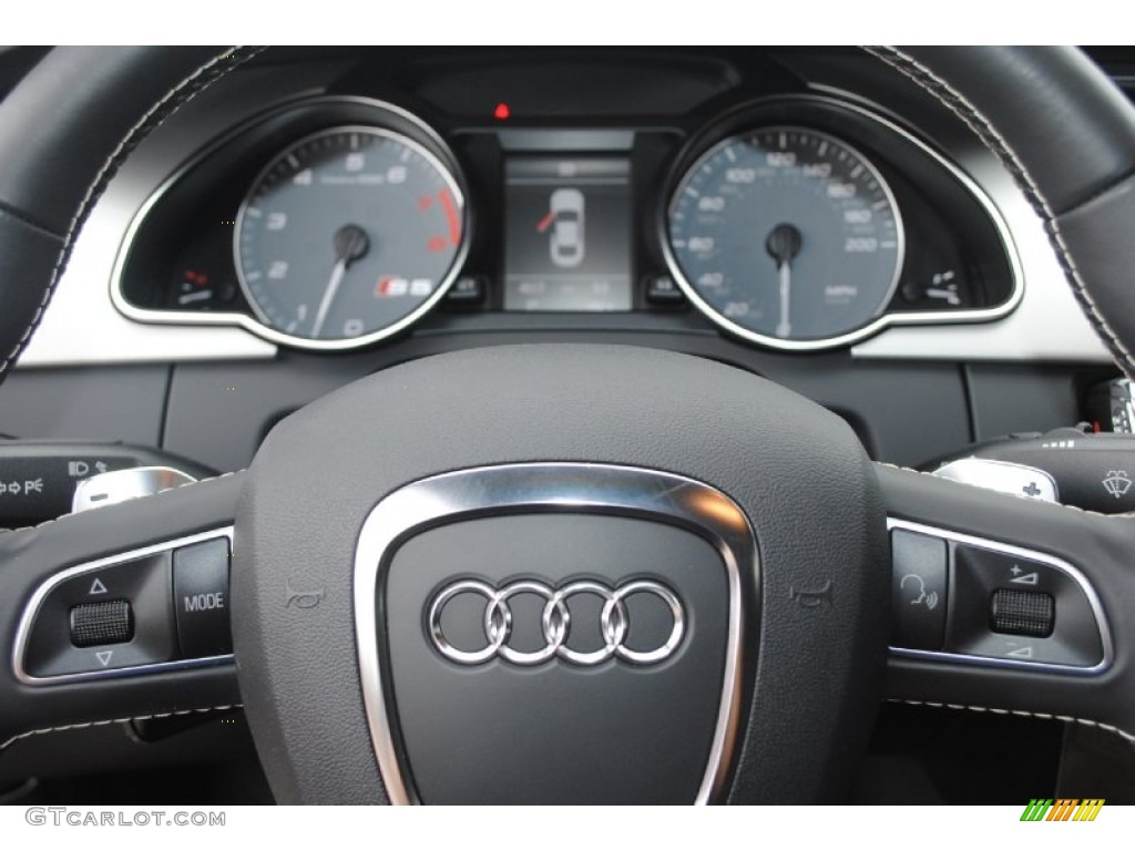 2012 Audi S5 4.2 FSI quattro Coupe Black Steering Wheel Photo #81623798