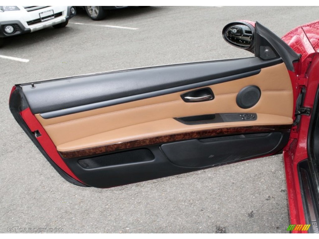 2008 BMW 3 Series 335xi Coupe Saddle Brown/Black Door Panel Photo #81626721