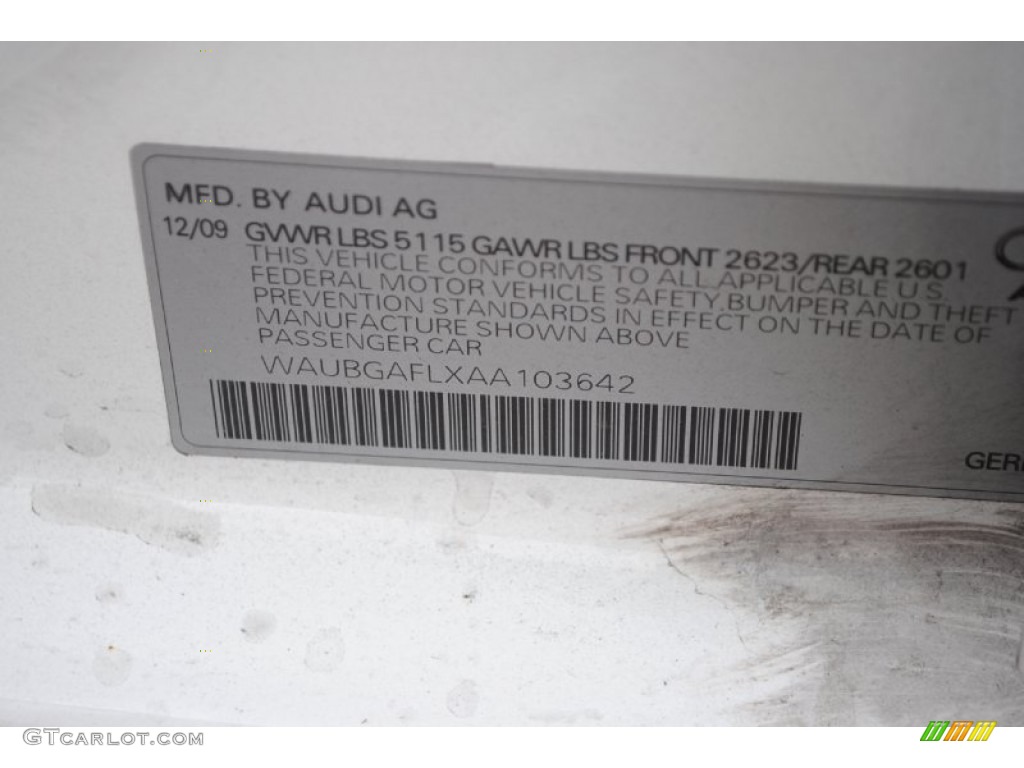 2010 Audi S4 3.0 quattro Sedan Info Tag Photo #81627060