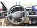 2013 Audi A6 Velvet Beige Interior Steering Wheel Photo