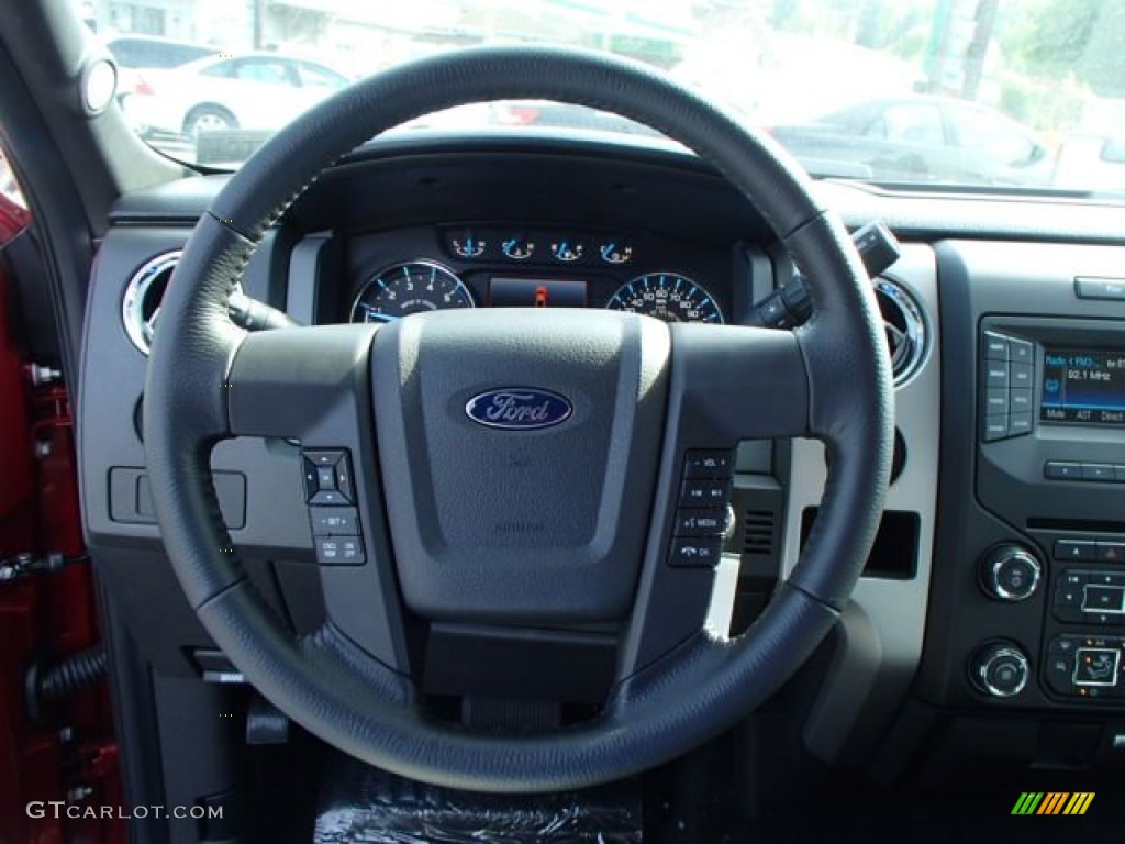 2013 Ford F150 XLT SuperCab 4x4 Steel Gray Steering Wheel Photo #81630546