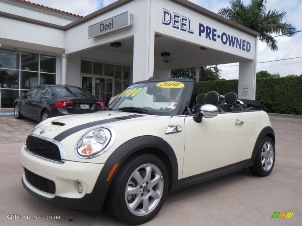 2010 Cooper S Convertible - Pepper White / Lounge Carbon Black Leather photo #1