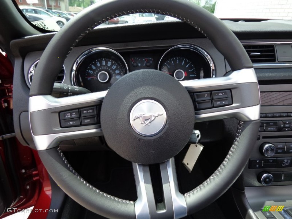 2014 Ford Mustang V6 Convertible Charcoal Black Steering Wheel Photo #81636469