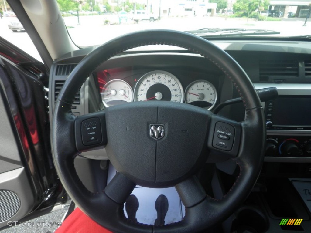 2008 Dodge Dakota Sport Crew Cab Dark Slate Gray/Sport Red Steering Wheel Photo #81646187