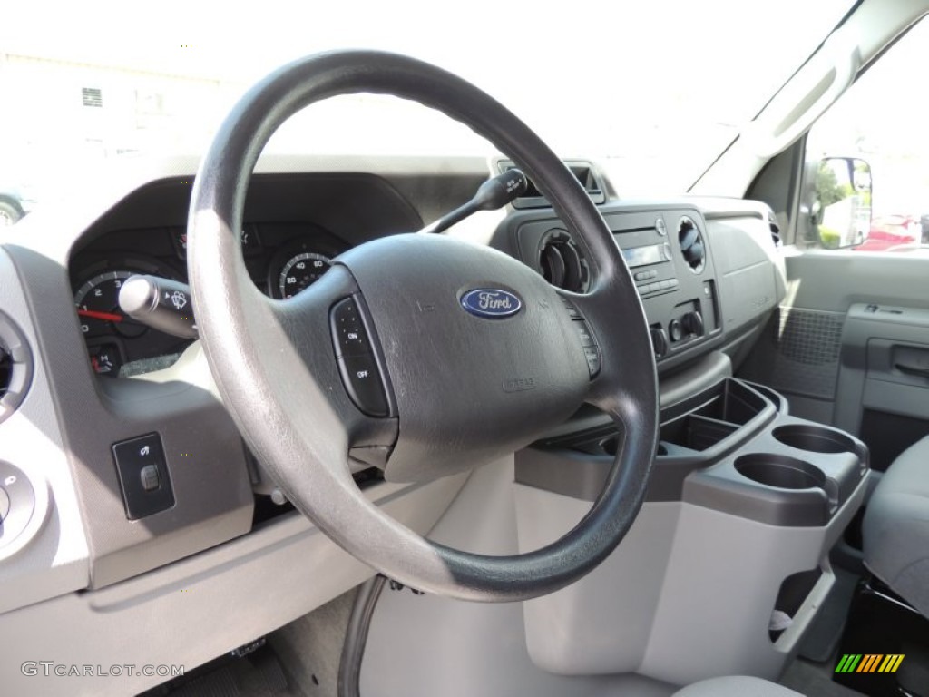 2013 Ford E Series Van E350 XLT Extended Passenger Medium Flint Steering Wheel Photo #81654708