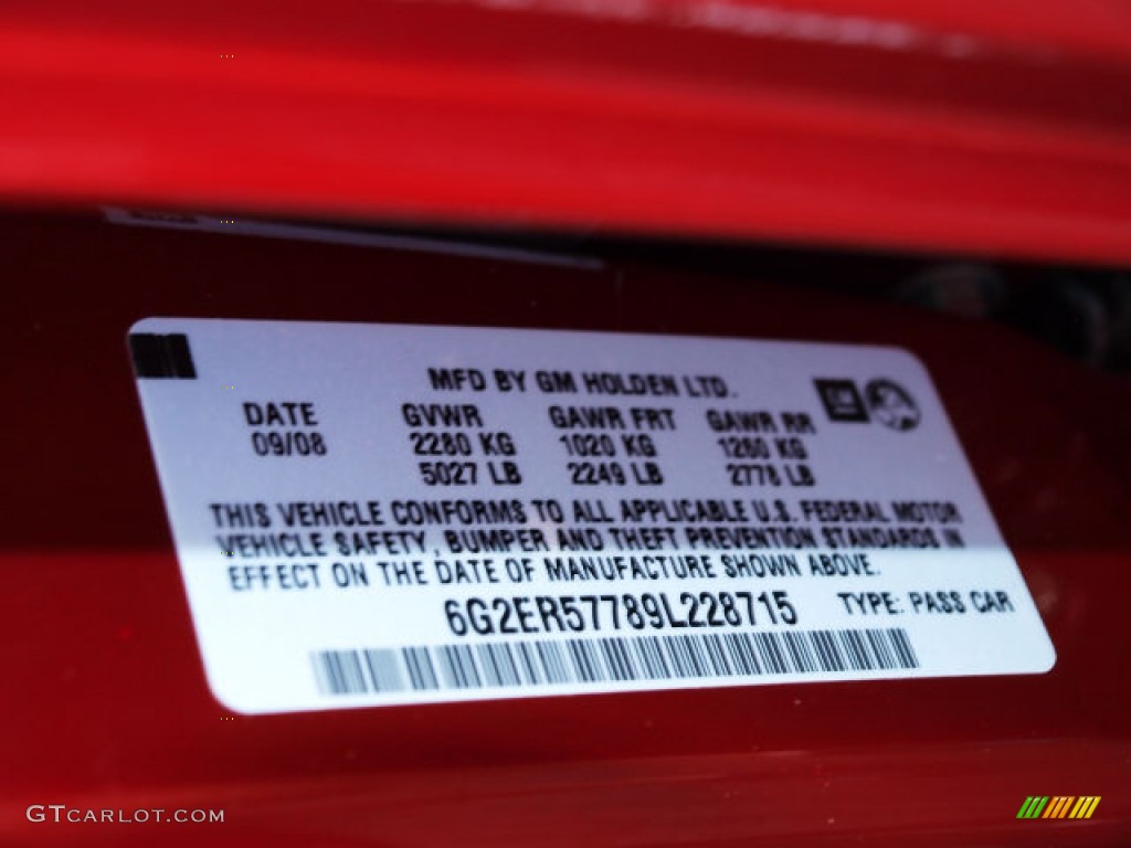 2009 G8 Sedan - Sport Red Metallic / Onyx photo #17