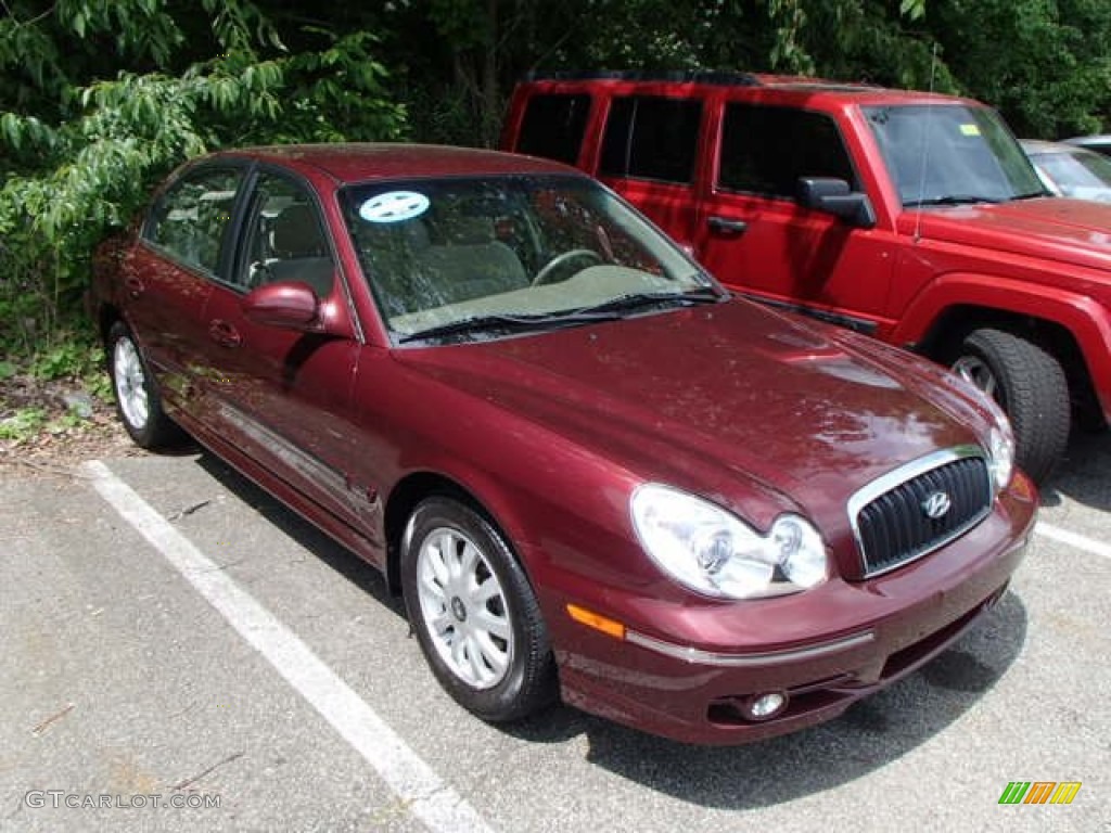 2005 Sonata GLS V6 - Ruby Red / Beige photo #1