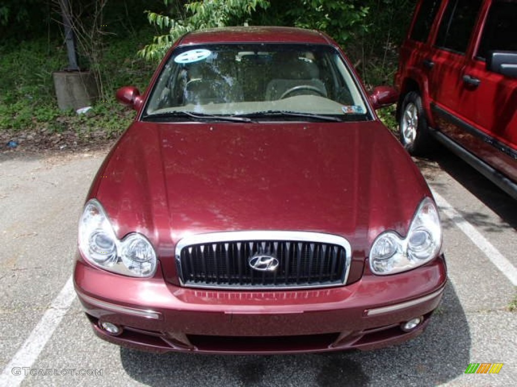 2005 Sonata GLS V6 - Ruby Red / Beige photo #2