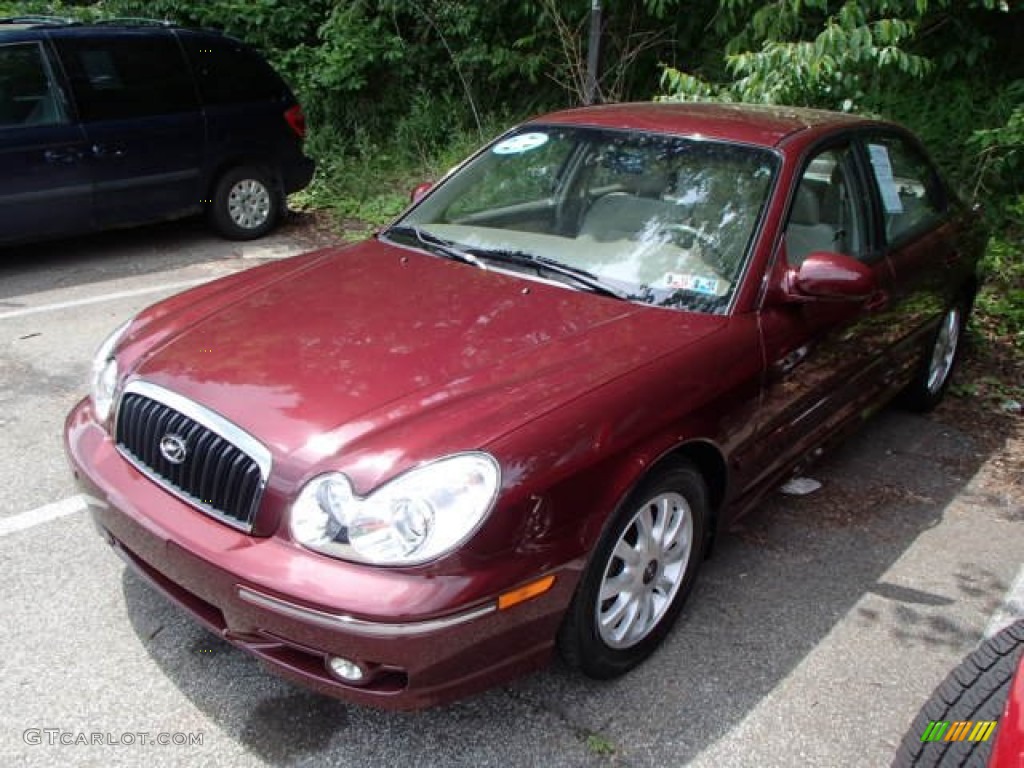 2005 Sonata GLS V6 - Ruby Red / Beige photo #3